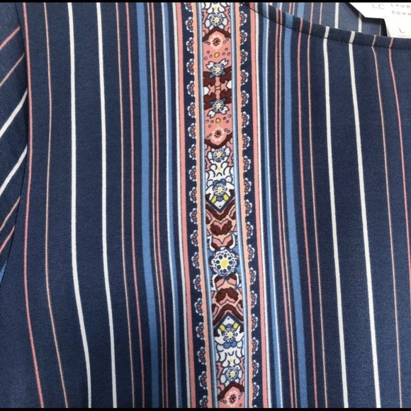 Lauren Conrad M stripe tie bell sleeve blouse top - Picture 3 of 3